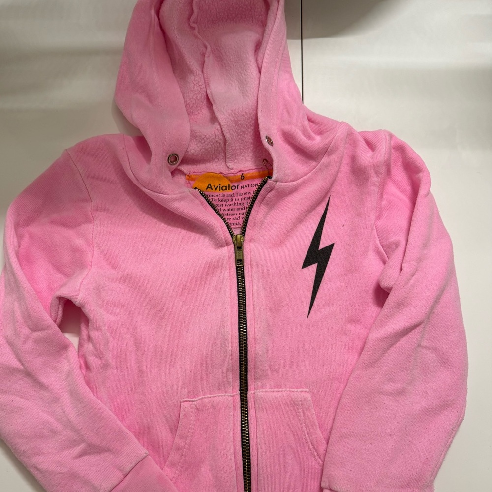 Pre loved Aviator Nation size 6 zip up sweatshirt- hot pink